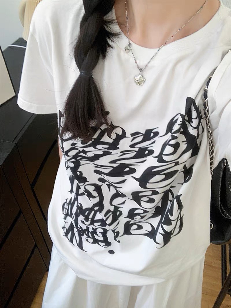 官圖 重磅/精梳純棉 後包領 有縫邊 S-XXXL 夏裝短袖T恤女