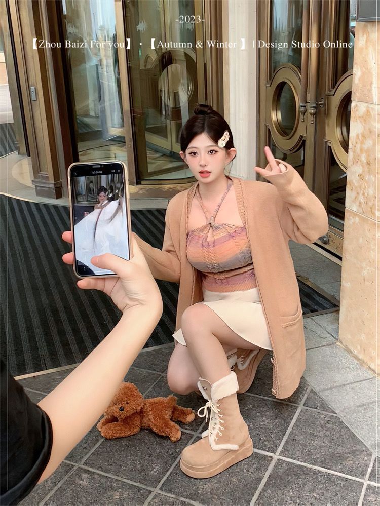 漸變芋泥千層!!｜「夢幻吊帶」早秋新款微胖設計感漸變上衣女