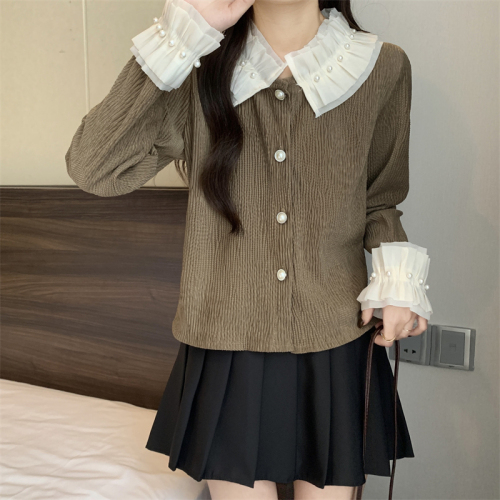 Actual shot of new Korean style autumn and winter retro corduroy all-match short jacket tops for women