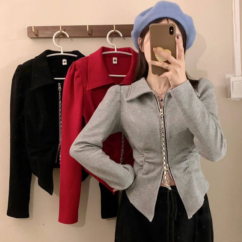 Large size bottoming shirt for women with design sense of autumn and winter slimming temperament new fat mm irregular long-sleeved T-shirt inner top
