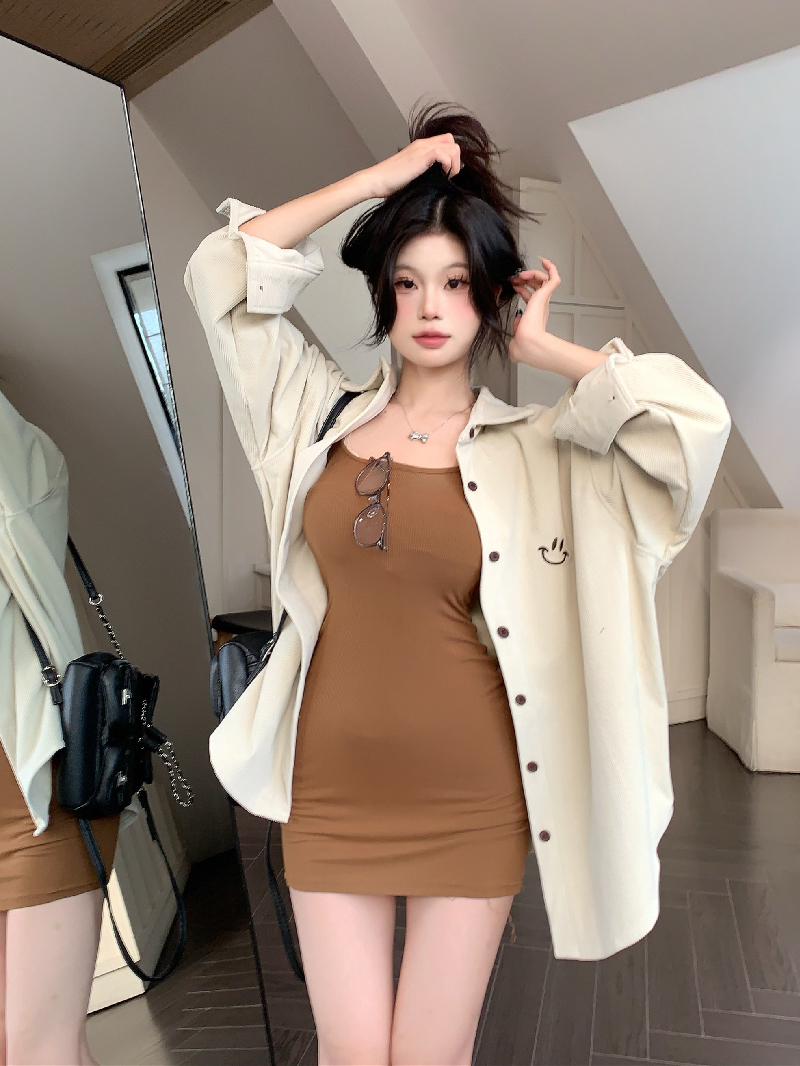 實拍 韓版春季慵懶風襯衫女設計感小眾復古百搭寬鬆長袖外套