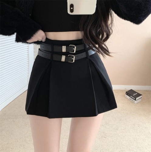 Real shot!  2024 New Hot Girl High Waisted Double Belt Slimming Versatile A-Line Skirt