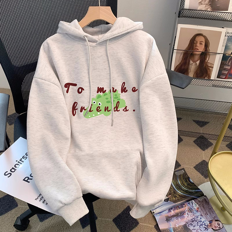 Official photo fleece 250g / David's hooded autumn and winter sweatshirt for women plus fleece