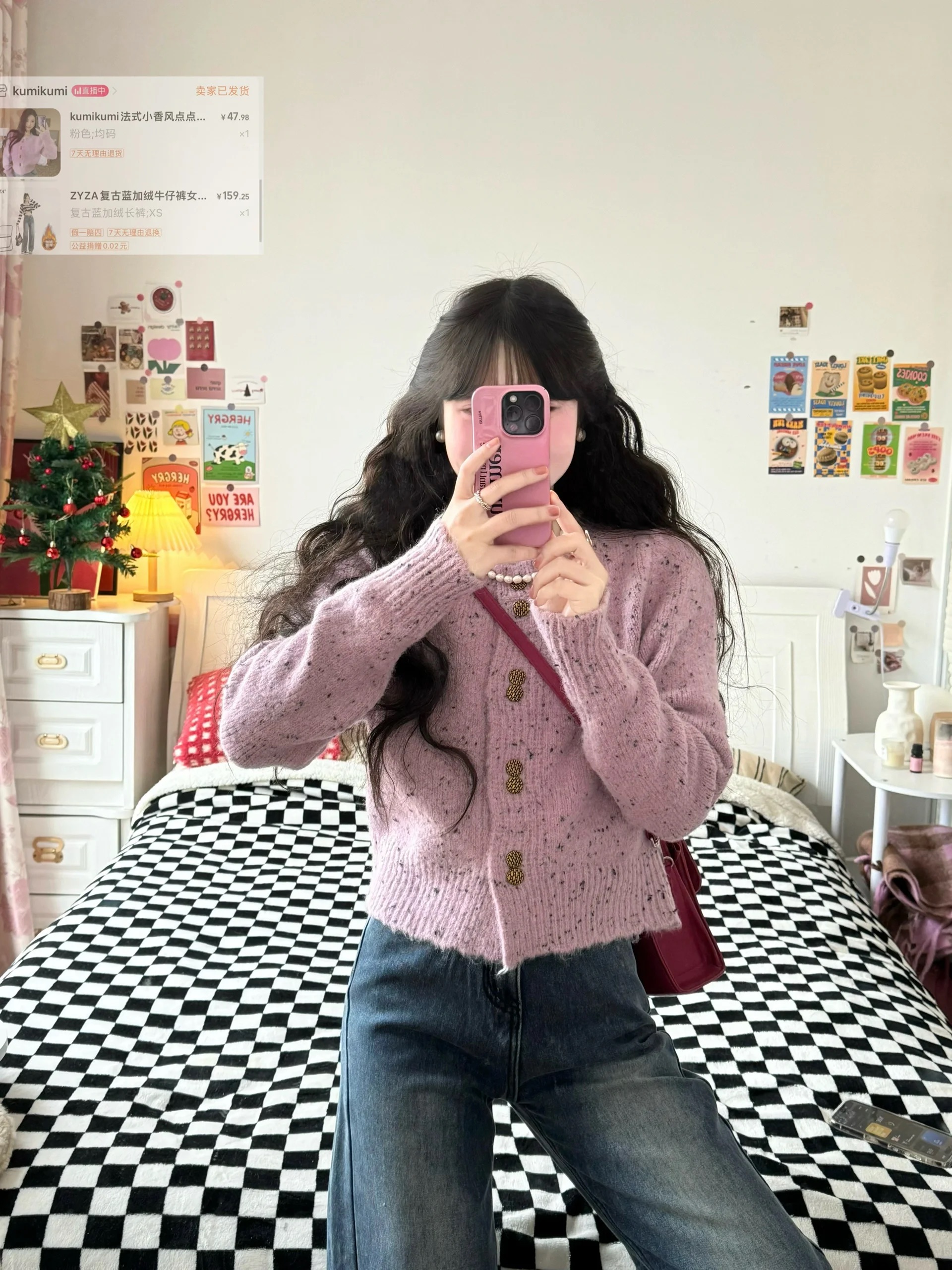 New spring style tea style casual and fashionable sweater, cardigan and jeans two-piece suit for women