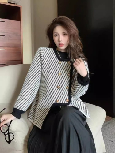 Sheep wool 2024 winter high-end fashionable lady French style jacket