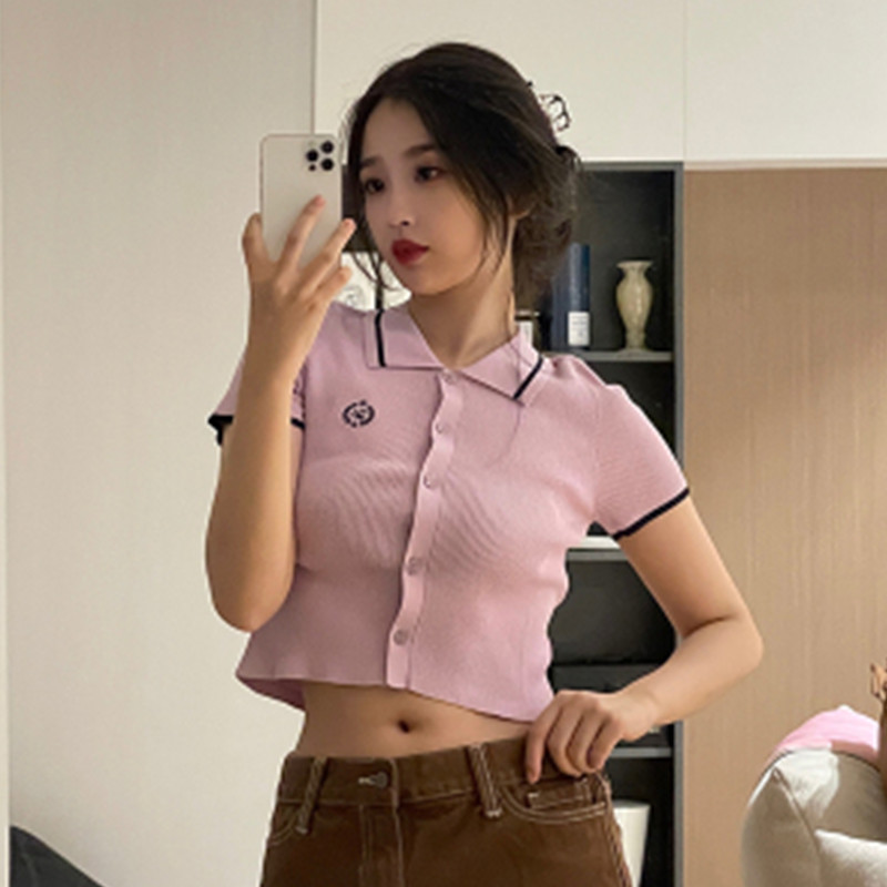愛情而已周雨彤梁友安虞書欣同款衣服冰絲針織衫短袖T恤女短上衣