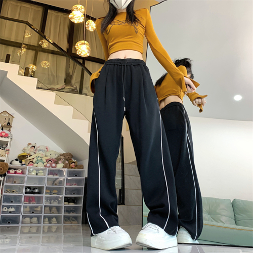 Real shot#Sweatpants and sweatpants for women 2024 spring and autumn new style loose straight simple casual wide leg pants trendy