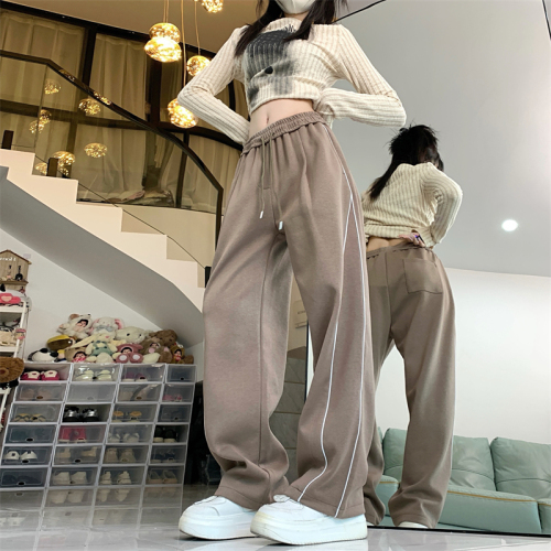 Real shot#Sweatpants and sweatpants for women 2024 spring and autumn new style loose straight simple casual wide leg pants trendy
