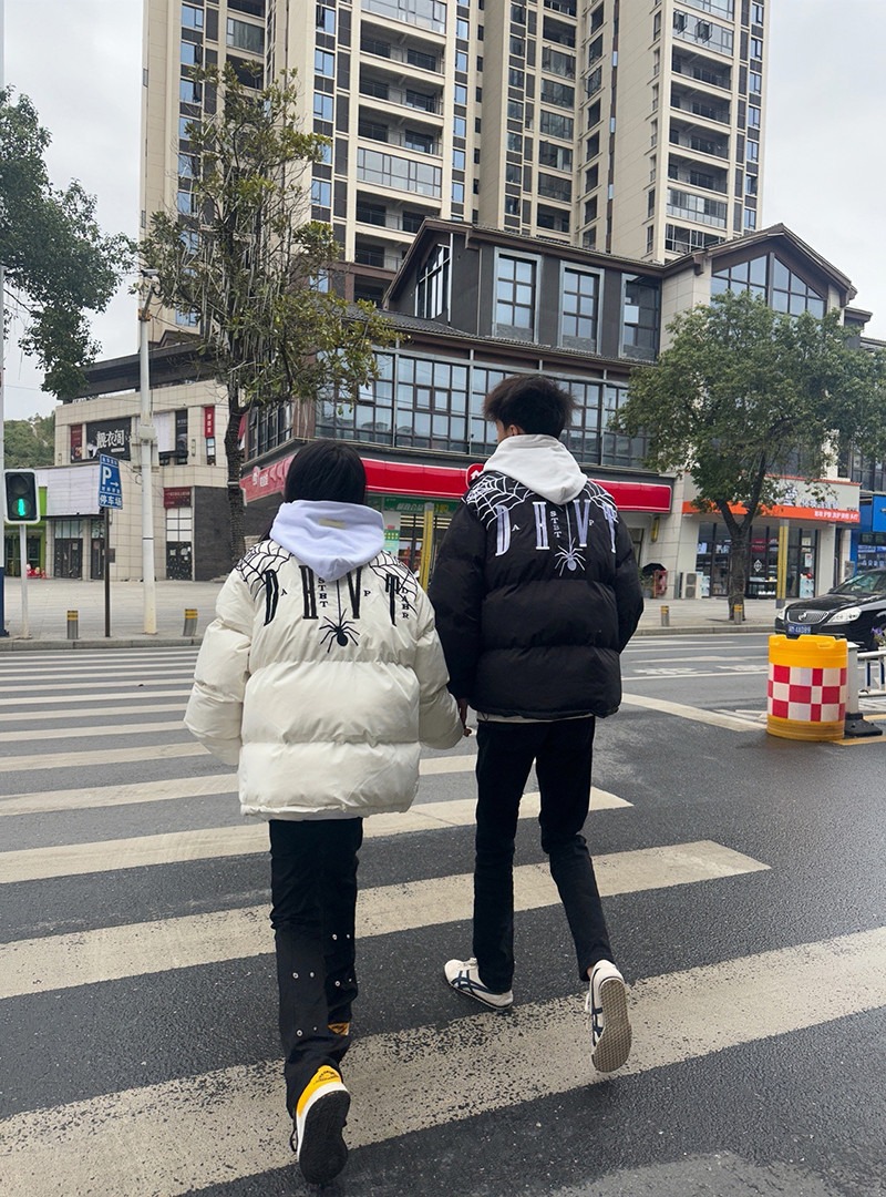 American Street Spider Down Jacket Women's Autumn and Winter Loose Lazy Style Couple Thickened Warm Cotton Clothes Trendy