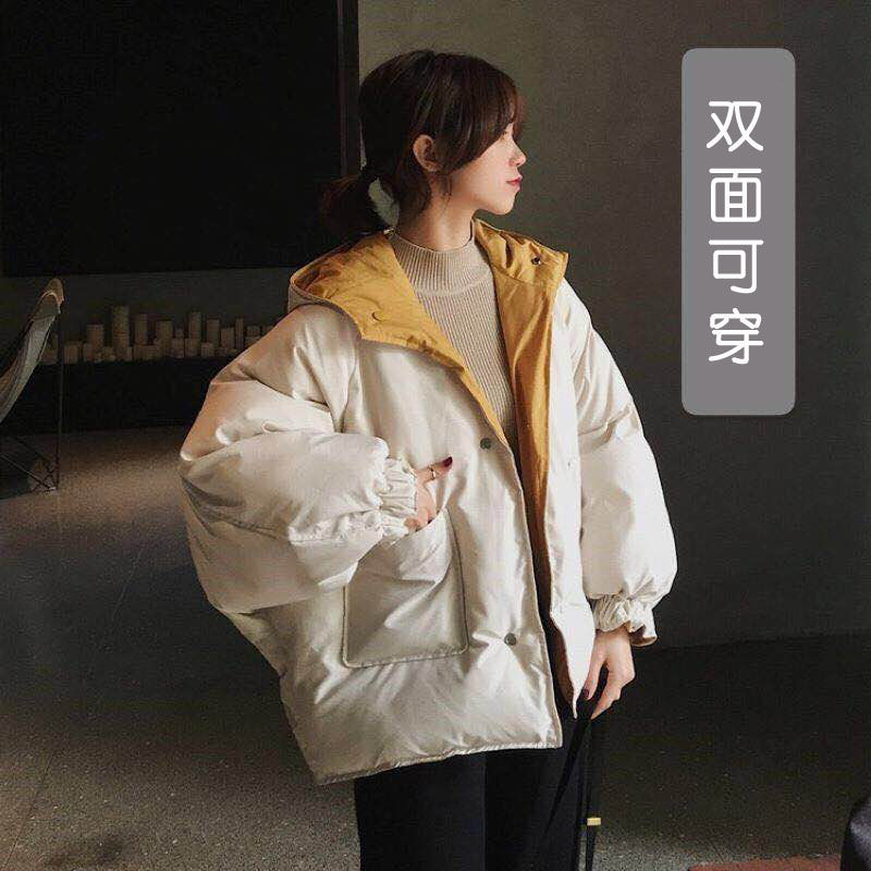 Winter new coat cotton-padded coat for female students Korean version BF loose short thickened cotton-padded jacket double-sided wear bread coat cotton