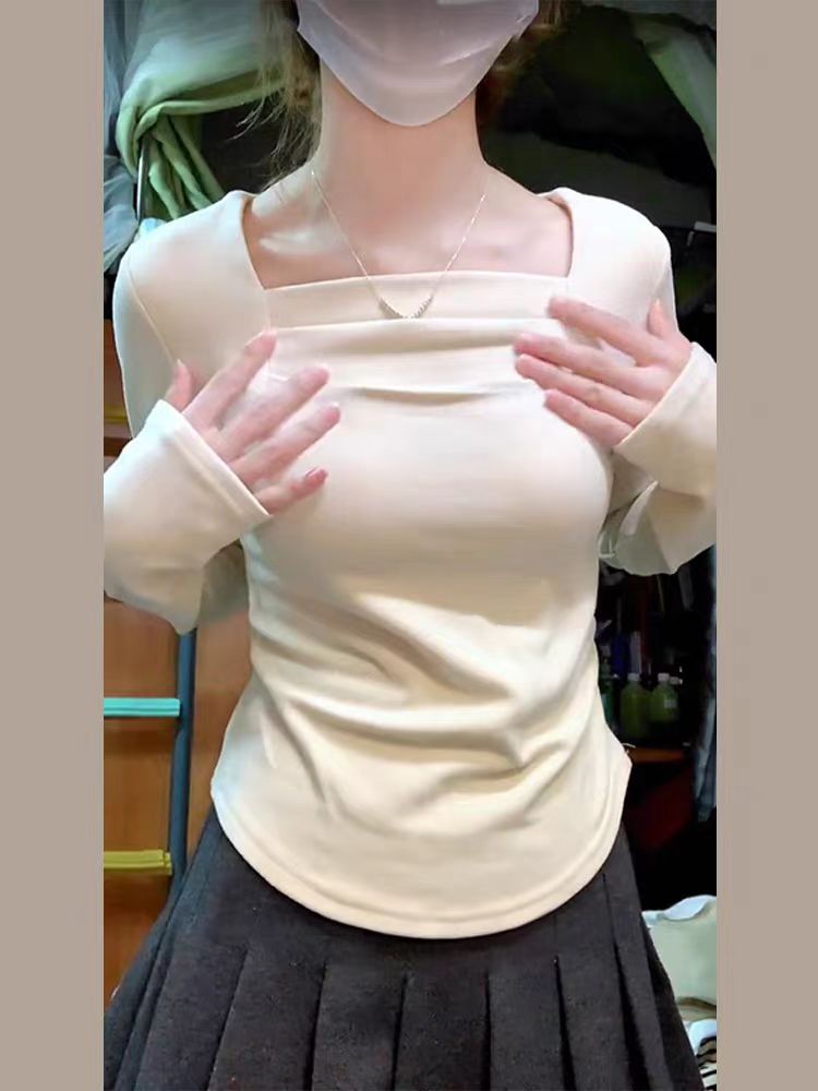 Warm German velvet thickened inner bottoming shirt for women autumn and winter 2024 new style small high-end long-sleeved top