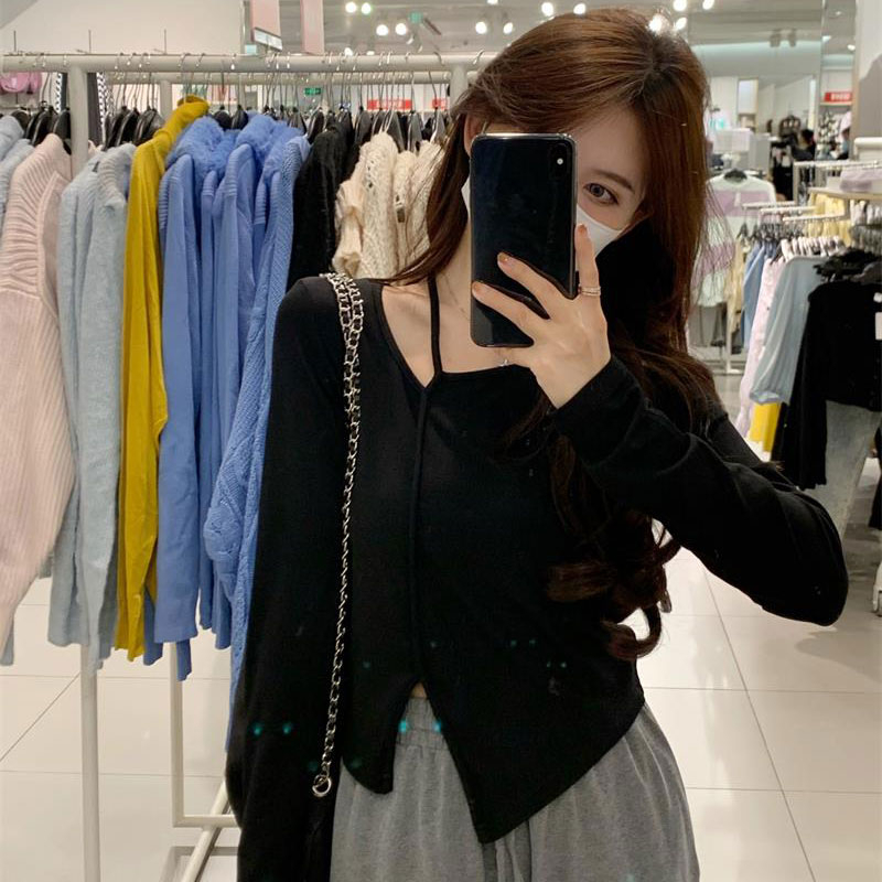 Niche chic irregular long-sleeved T-shirt