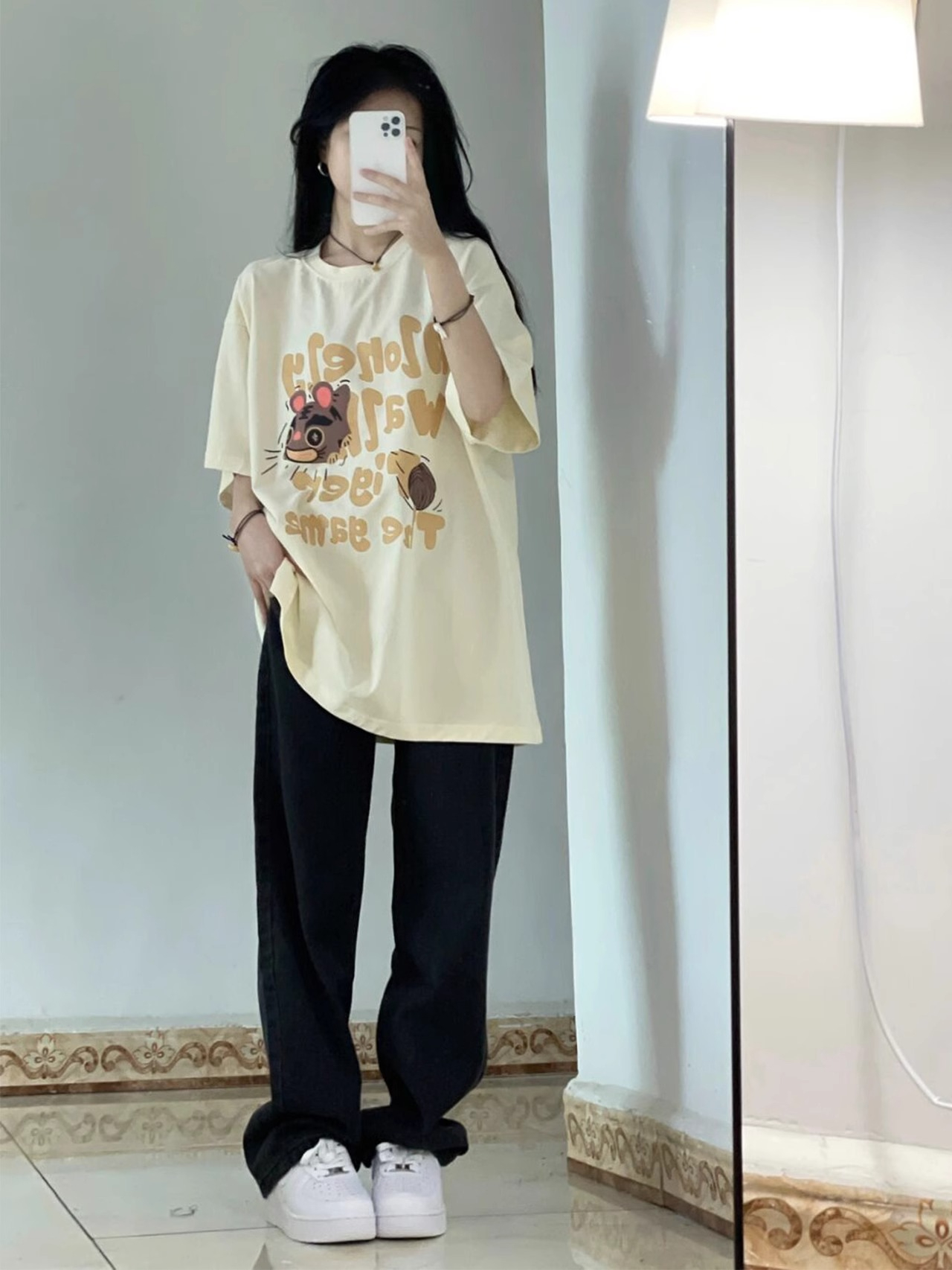 220g combed tight silo trendy brand letter printed round neck short-sleeved T-shirt
