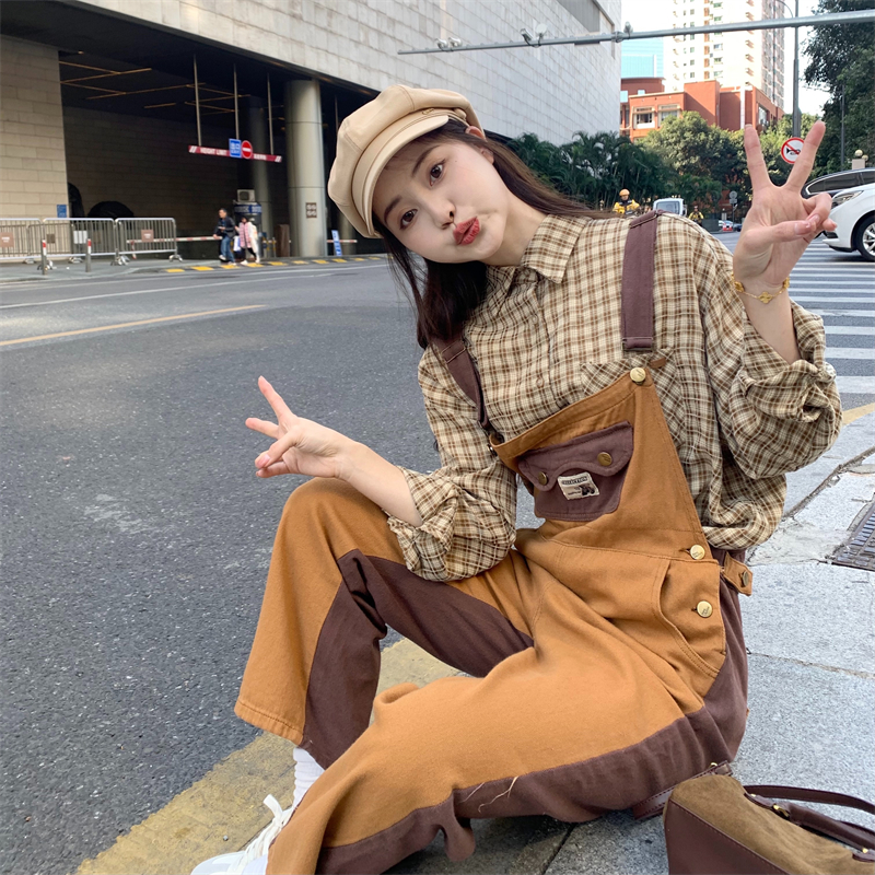 2024 spring and summer new style real shot Korean design loose straight wide leg denim overalls S-5XL 200 catties