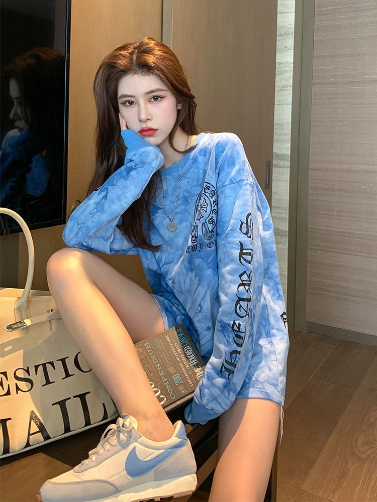 防棉華棉複合銀狐絨400克淺藍色紋理日系衛衣女裝新款洋氣港風
