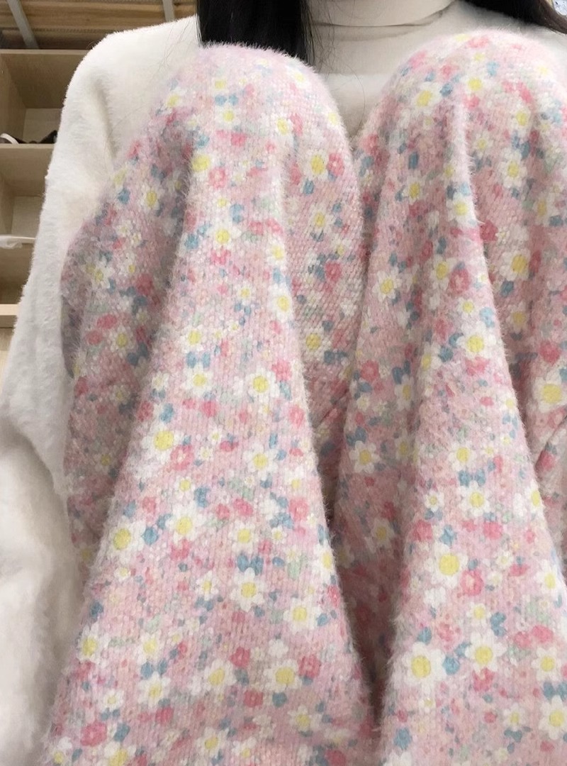 超好看復古小碎花休閒褲女冬季寬鬆高腰闊腿休閒百搭直筒糯米褲潮