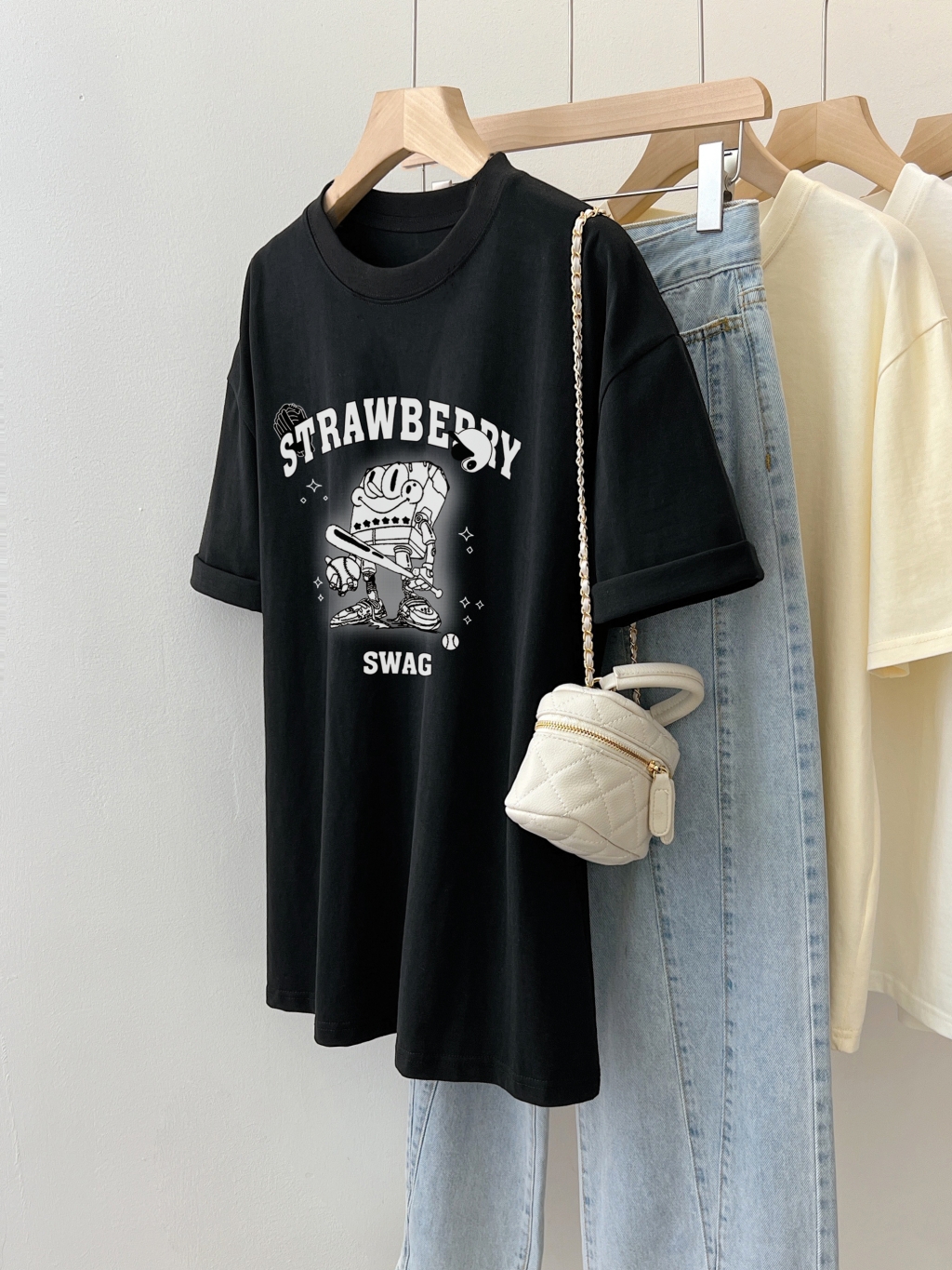 Real shot 2024 spring and summer new style 100% cotton combed cotton printed summer short-sleeved T-shirt women's loose Korean version