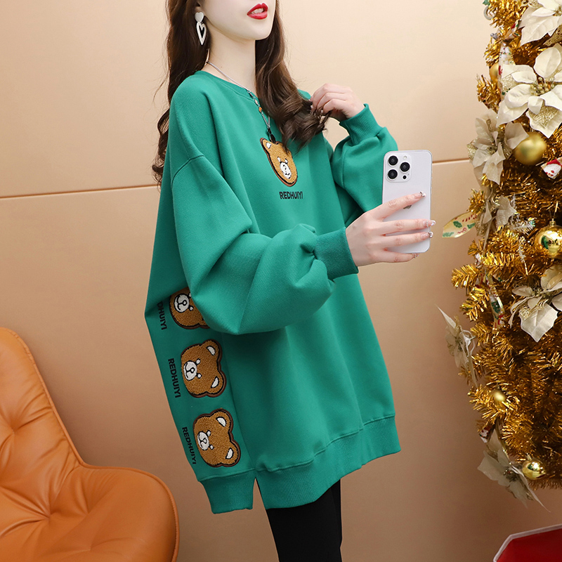 Real shot of cotton plus size women's spring and autumn thin long-sleeved sweatshirt women's Korean style loose slimming patchwork top Internet celebrity
