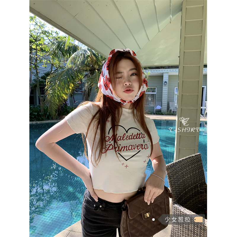 2024 spring and summer new style 92 cotton/8 spandex 40 count 210g pure cotton slim short T-shirt women's short sleeves