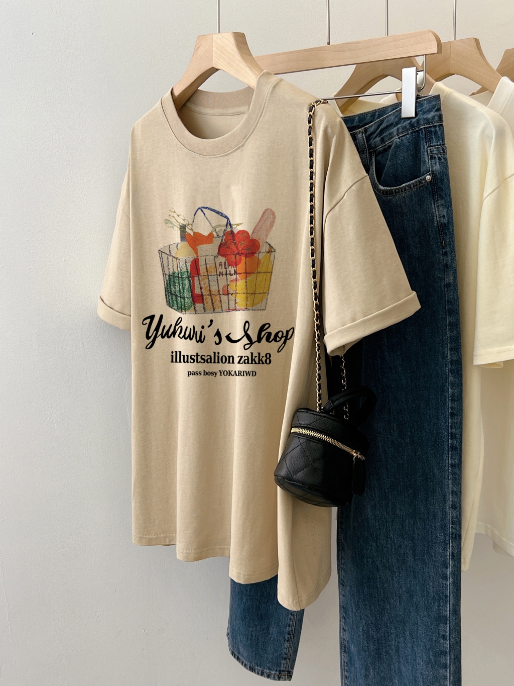 Real shot 2024 spring and summer new style 100% cotton combed cotton printed summer short-sleeved T-shirt women's loose Korean version