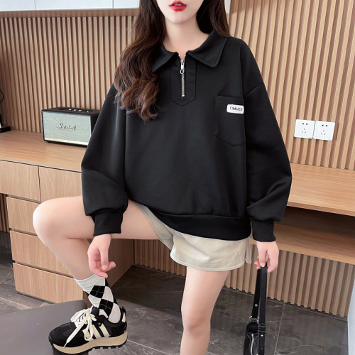 First real shot of imitation Chinese cotton composite milk silk short style spring and autumn thin sweatshirt for women plus size women's clothing