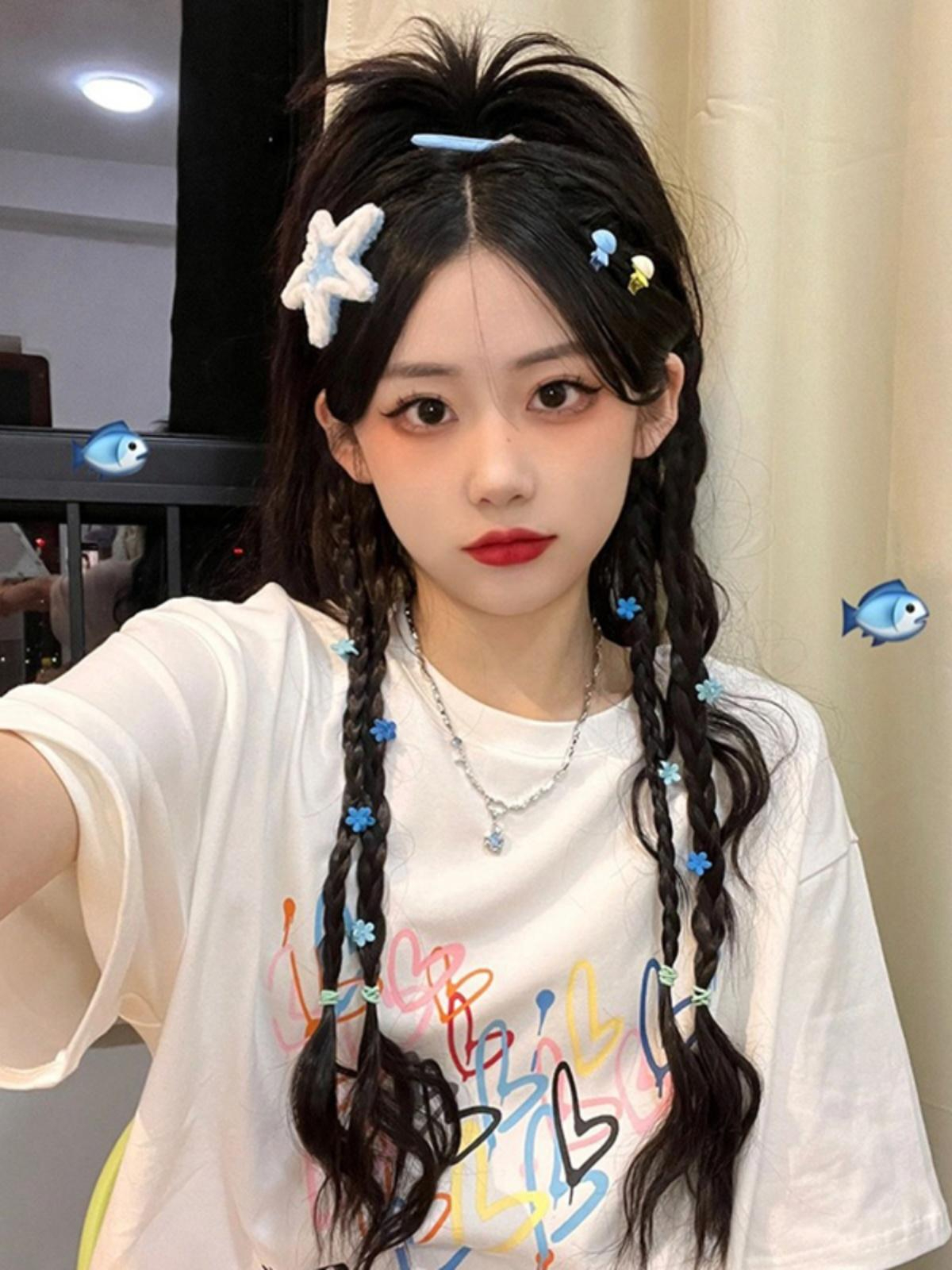 220克精梳緊密賽洛少女風彩色愛心印花短袖T恤上衣