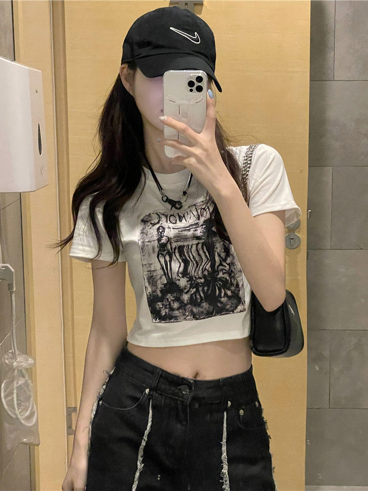 2024 spring and summer new style 92 cotton/8 spandex 40 count 210g pure cotton slim short T-shirt women's short sleeves