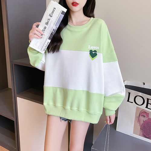 Actual shot of 280g pique cotton sweatshirt for women spring and autumn thin new style embroidered flower round neck long-sleeved T-shirt plus size women's clothing