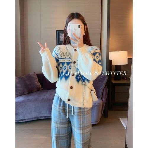 Lazy style round neck long-sleeved sweater for women autumn and winter new versatile loose slim sweater jacket top