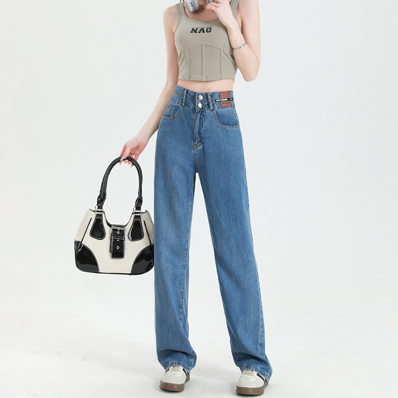 Fashion jeans for women in spring and autumn new style retro commuter high waist slim drape straight floor mopping wide leg pants trendy