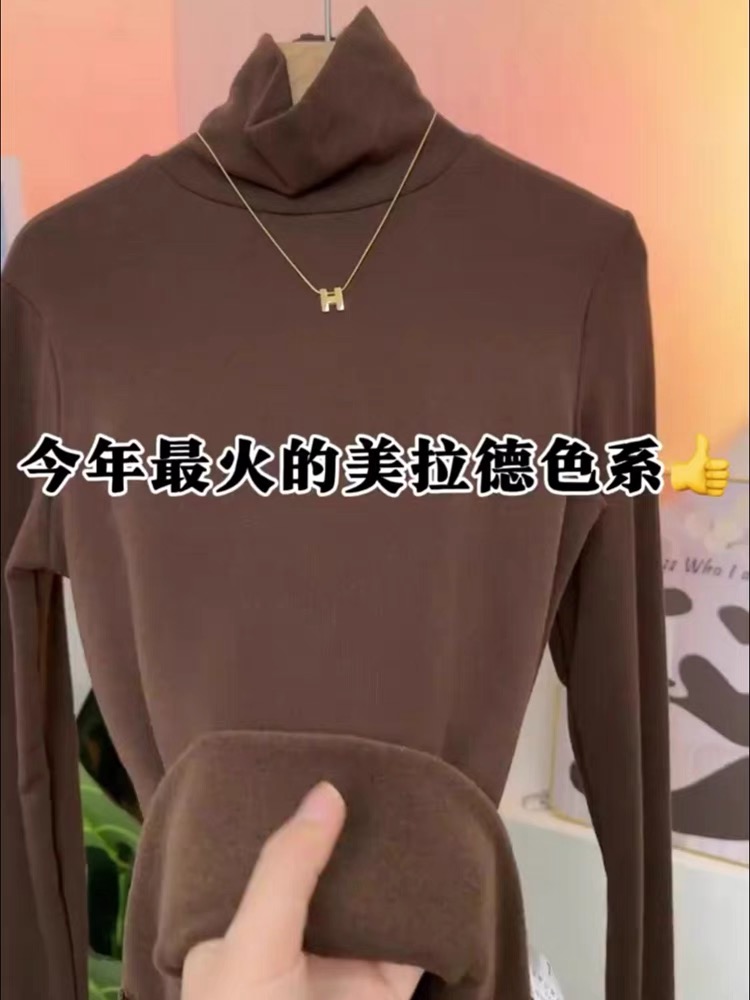 Autumn and winter turtleneck bottoming shirt, new slim fit and warm inner top, plus size women's clothing