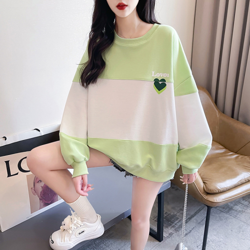 Actual shot of 280g pique cotton sweatshirt for women spring and autumn thin new style embroidered flower round neck long-sleeved T-shirt plus size women's clothing