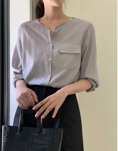 韩国东大门春夏季新款时髦洋气复古百搭减龄休闲衬衫