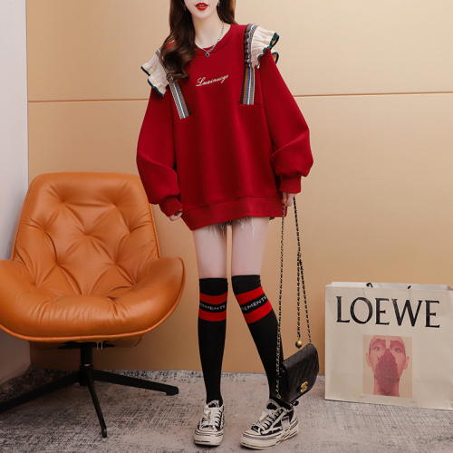 First release of 250g twill large fish scale spring and autumn thin sweatshirt for women red large size jacket