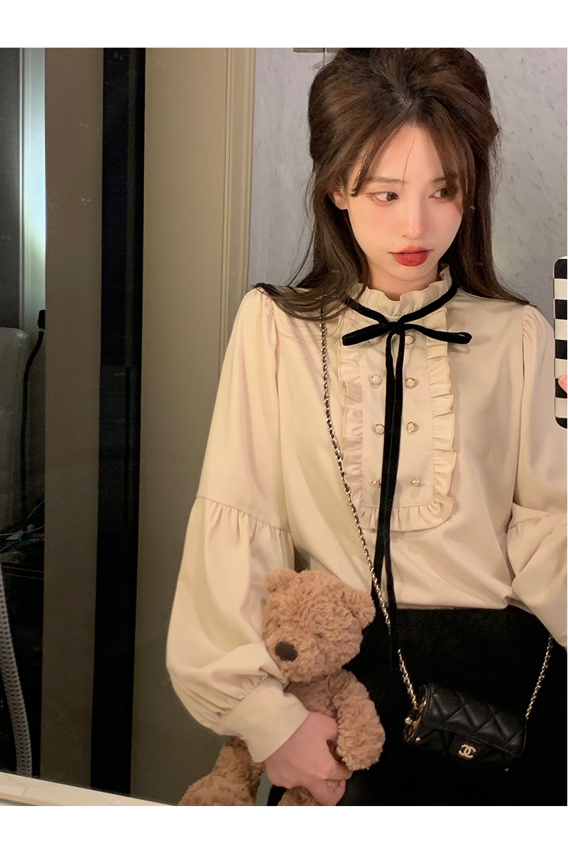 蝴蝶結襯衫女設計感小眾高級春秋新款法式上衣內搭襯衣