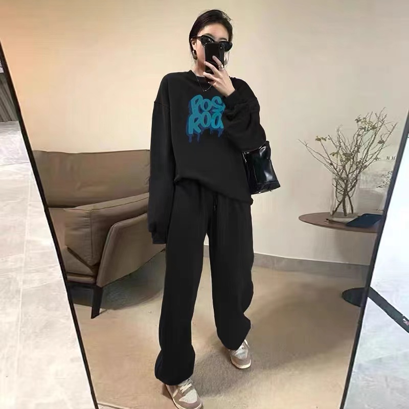 Sports suit women's autumn and winter new fashionable casual sweatshirt spring and autumn thin running two-piece set