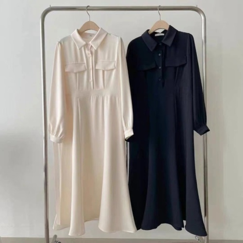 2024 early spring Korean mid-length long-sleeved dress for women