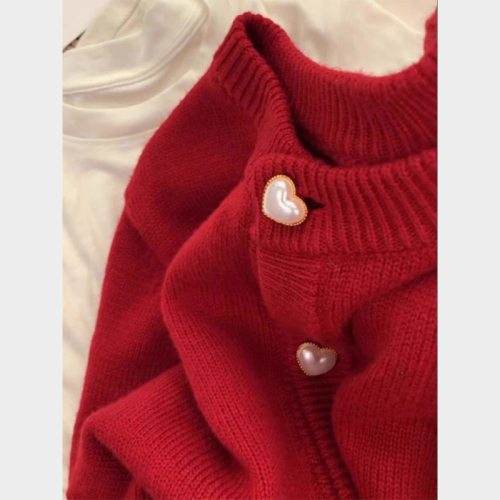 New Year and Animal Year Atmosphere Wear Red Sweater Coat Women's New Autumn and Winter Knitted Cardigan
