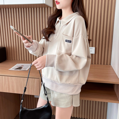 First real shot of imitation Chinese cotton composite milk silk short style spring and autumn thin sweatshirt for women plus size women's clothing