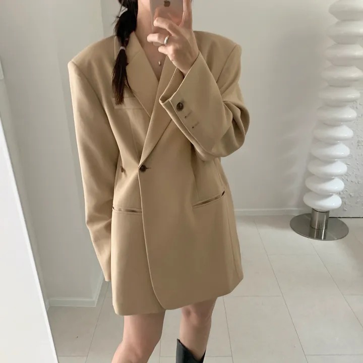 Original Korean style niche design slit irregular one-button casual simple loose suit