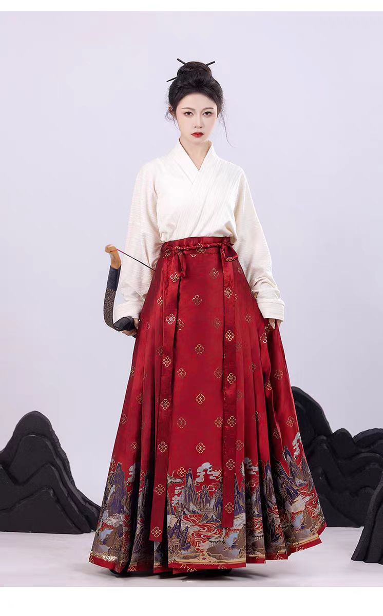 華闕歌原創千里雲夢仿妝花馬面裙套裝日常明制漢服女