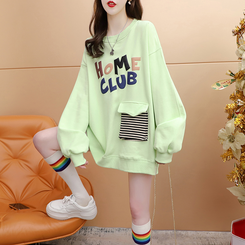 First release of 250g twill fish scale three-dimensional pocket spring and autumn thin sweatshirt for women plus size women's top