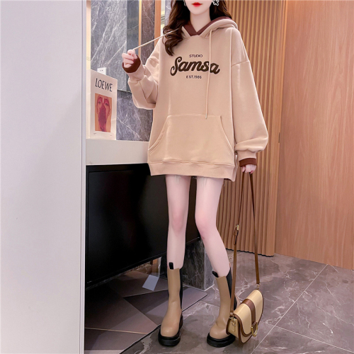 First release cotton fish scale fake two-piece thin sweatshirt for women spring and autumn plus size women's hooded top