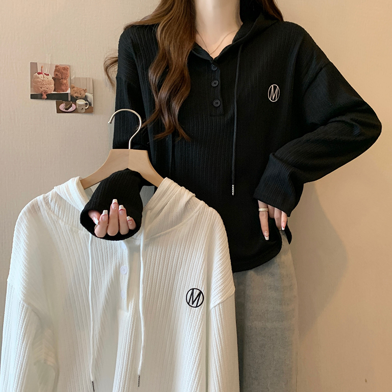 Real shot of small double braid 320g short coat for women spring and autumn Korean version short slim embroidered hooded thin long-sleeved top