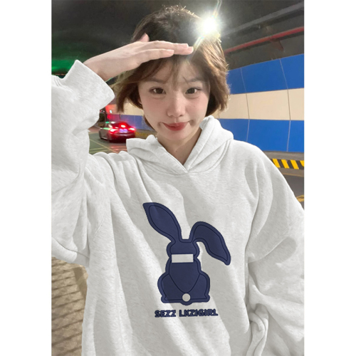 English has been changed H9747 spelling # official picture 320 grams Chinese cotton composite milk silk spring loose printed sweatshirt trend