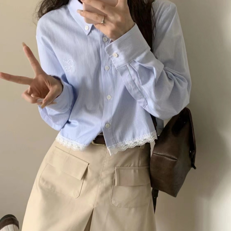 法式長袖襯衫半身短裙兩件套2024春季新款洋氣時尚鹽系穿搭套裝女