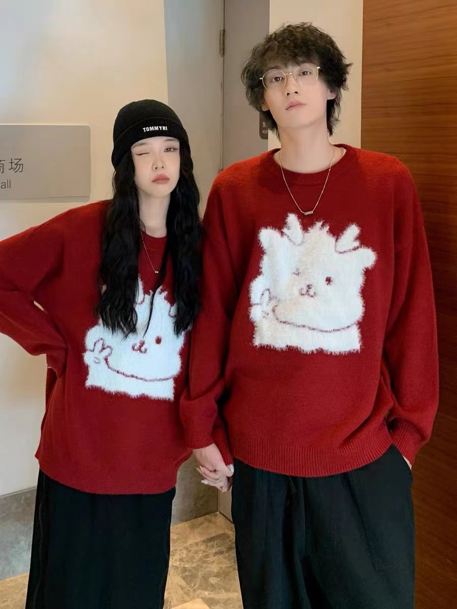 綿羊絨秋冬季新款龍年新年毛衣潮牌高級感慵懶風本命年針織衫