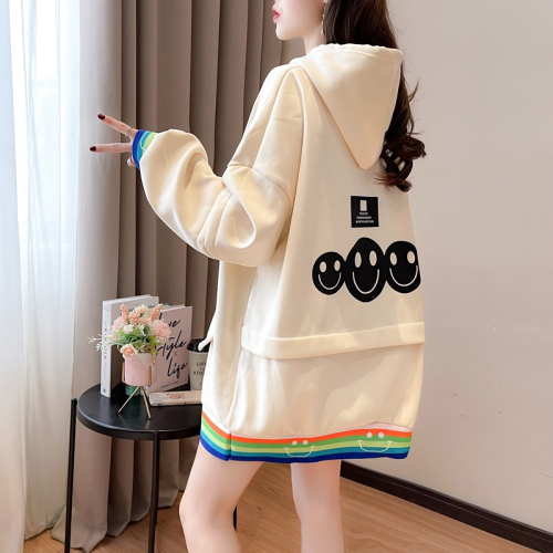 First real shot of 65 fish scale spring and autumn new Korean style loose and versatile fake two-piece thin sweatshirt for women