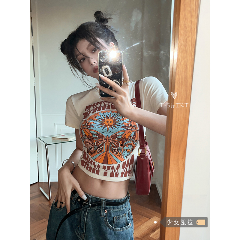 2024 spring and summer new style 92 cotton/8 spandex 40 count 210g pure cotton slim short T-shirt women's short sleeves