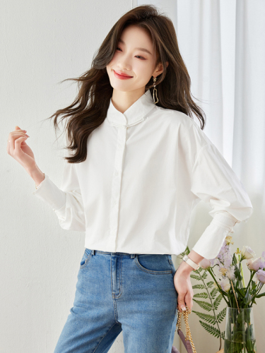 Has been shipped niche design heavy-duty pure cotton shirt women's versatile slimming national style new Chinese casual loose top